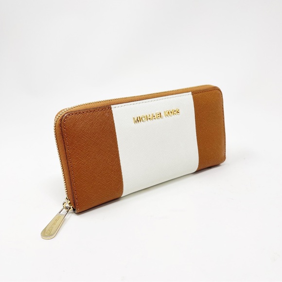 Michael Kors Jet Set Travel ZA Continental Wallet Color-Block Stripe Leather - Picture 5 of 11